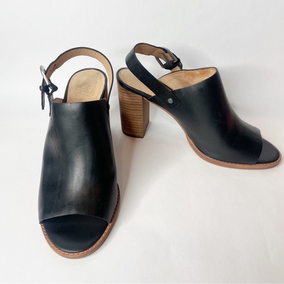 Madewell Riley Black Leather Convertible Sling Back Mules Size 10 - Picture 2 of 15